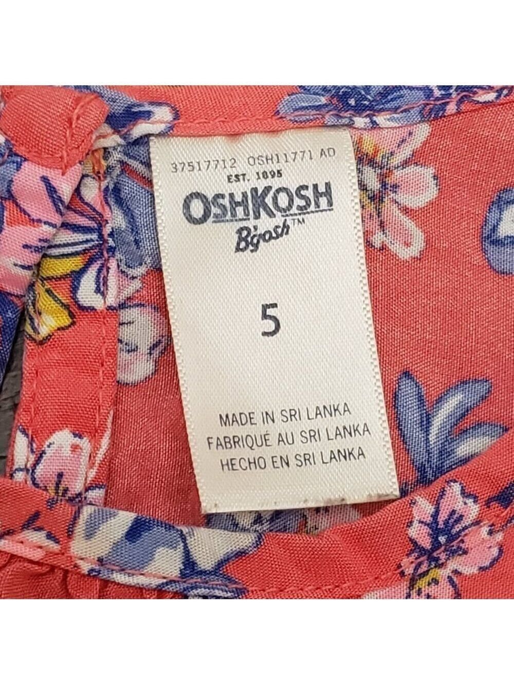 Girls OshKosh B'gosh Casual Dress Size 5 Pink Floral - Picture 3 of 6